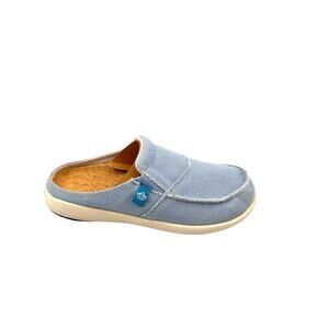 Spenco Orthotic Slip On Clogs Siesta Powder Blue Canvas Comfort Shoes womens W5